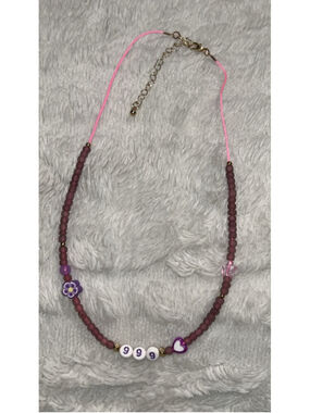 Women's Unbranded Beaded '999' Necklace One Size Brown Pink